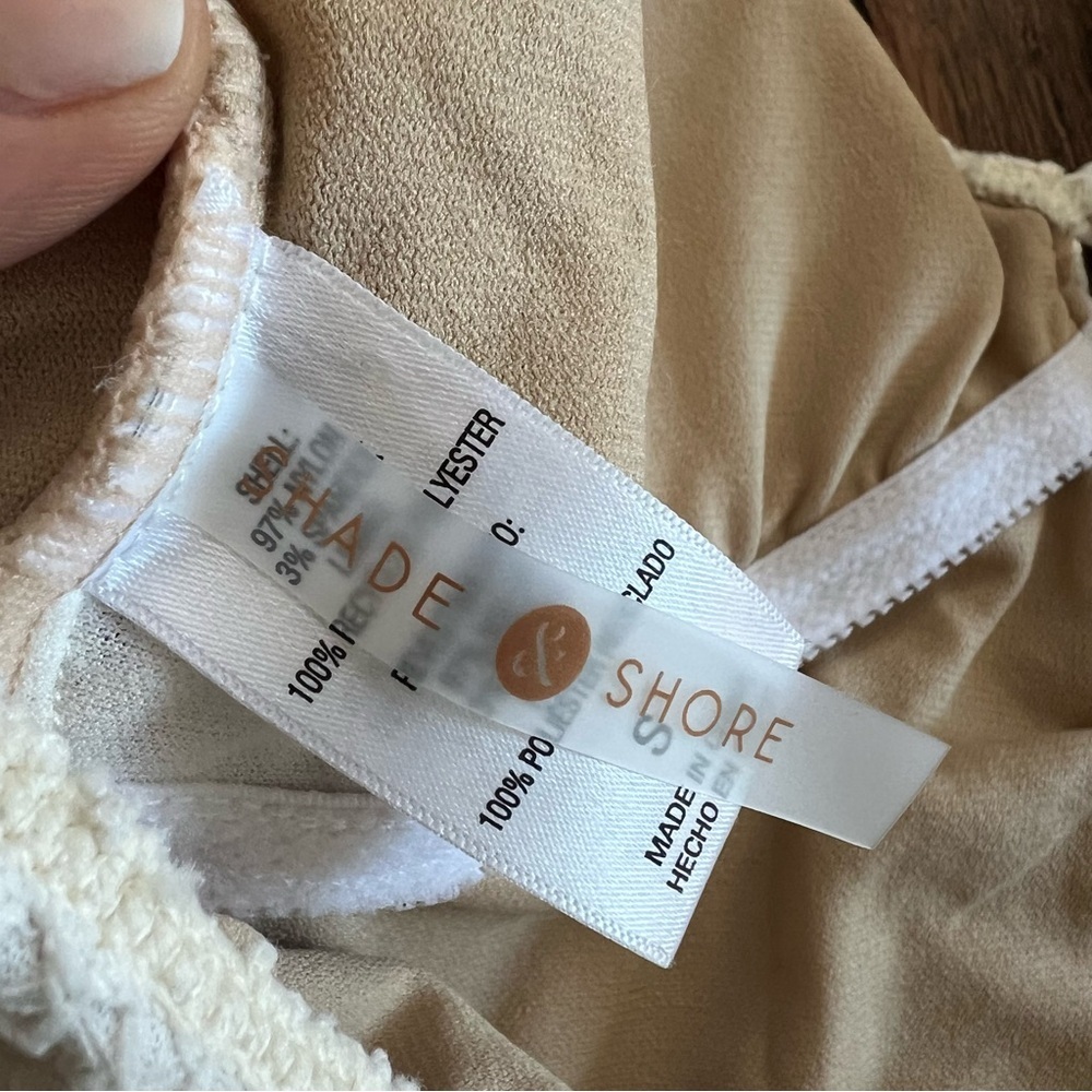 Shade Shore Cream Crochet One Piece Swimsuit Small Bathing Suit Lace Up White - Picture 8 of 12